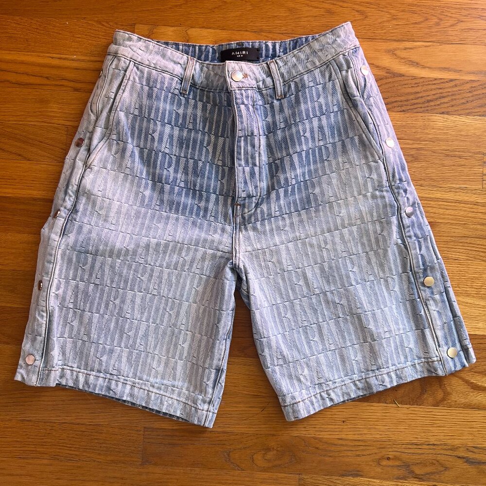 AMIRI logo-print denim shorts